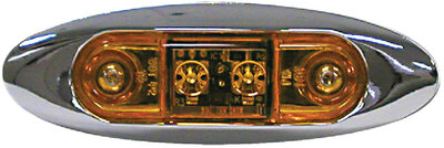 PIRANHA<sup>®</sup> LED CLEARANCE LIGHT with CHROME BEZEL (ANDERSON MARINE) Amber 3 15/16"L x 1 11/32" H x 3/4"D